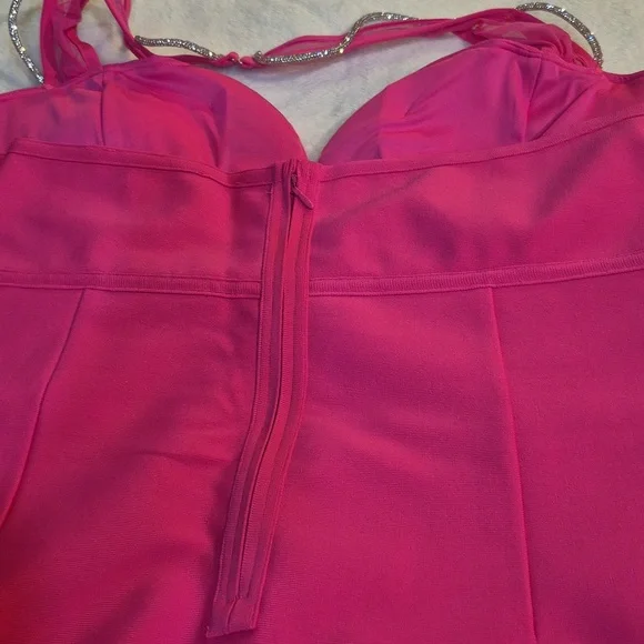 Fashion Nova Strapless Pink Dress with Silver Details - Picture 6 of 7